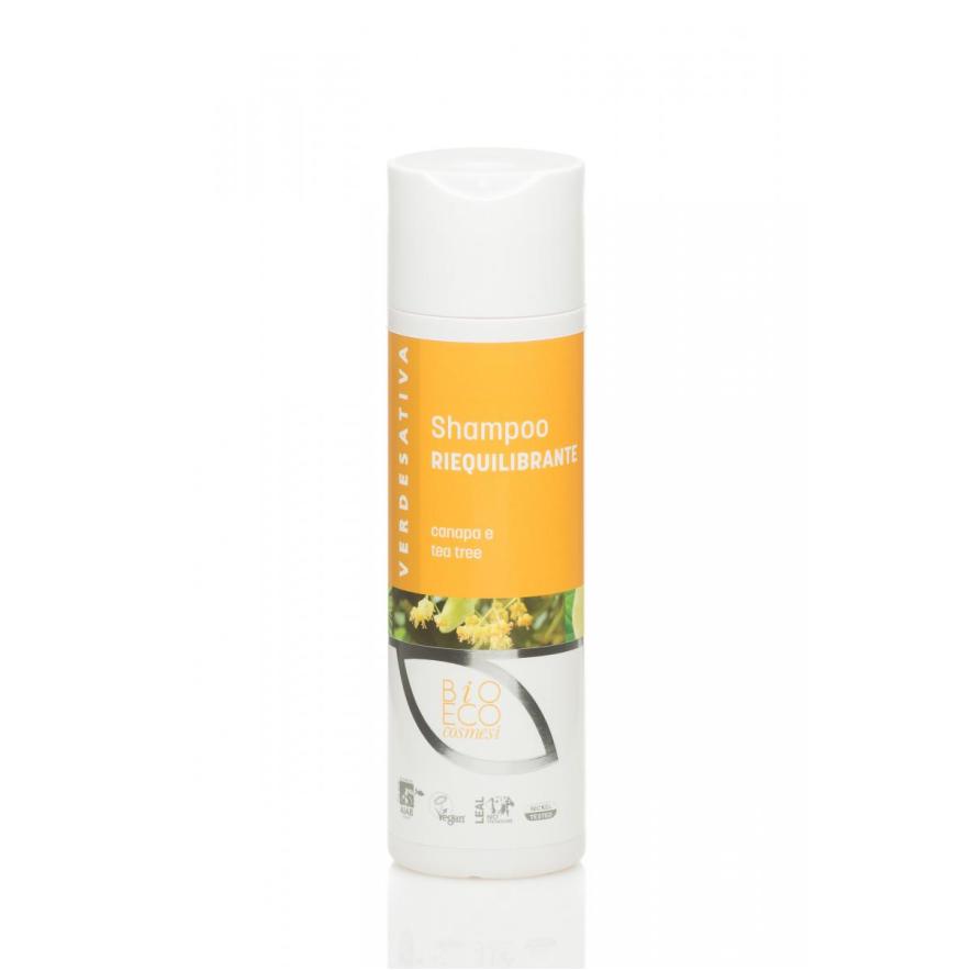 Shampoo riequilibrante per capelli grassi canapa e tea tree flacone 200 ml - VERDESATIVA