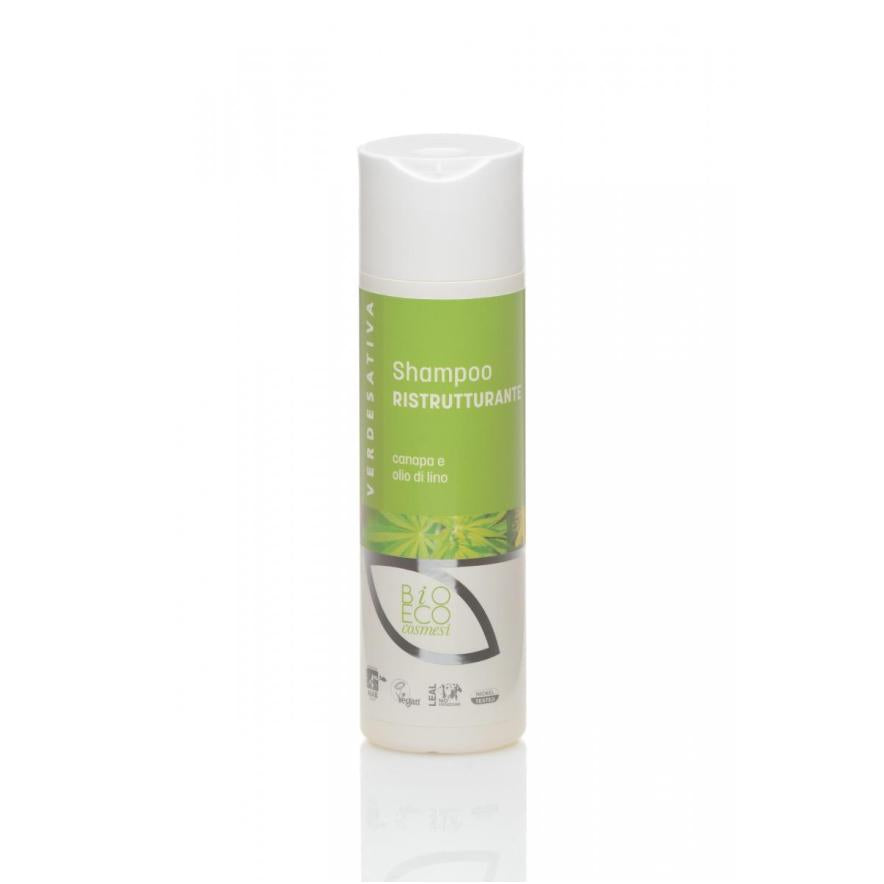 Shampoo Ristrutturante per capelli trattati canapa e olio di lino flacone 200 ml - VERDESATIVA