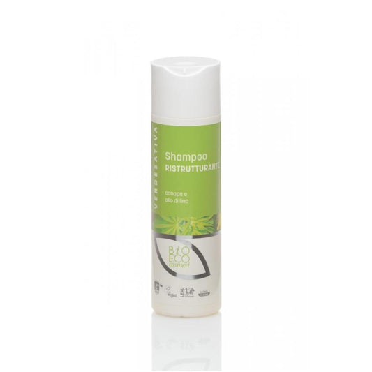 Shampoo Ristrutturante per capelli trattati canapa e olio di lino flacone 200 ml - VERDESATIVA