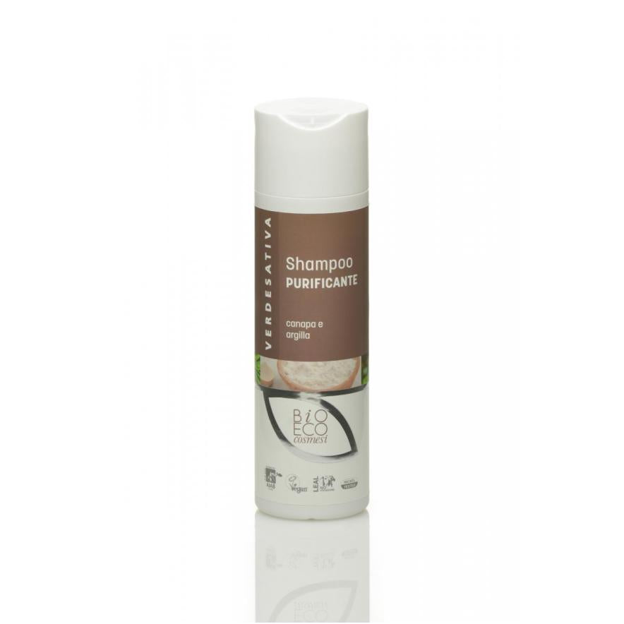Shampoo Purificante canapa e argilla bianca flacone 200 ml - VERDESATIVA