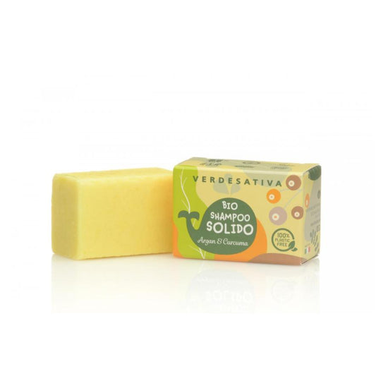 Shampoo Solido BIO Stimolante alla Canapa Argan e Curcuma 55 gr - VERDESATIVA
