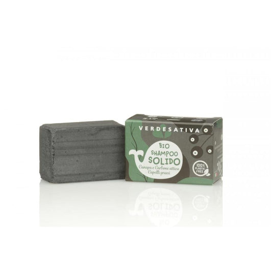 Shampoo Solido Bio per Capelli Grassi Canapa e Carbone Attivo 55 gr - VERDESATIVA
