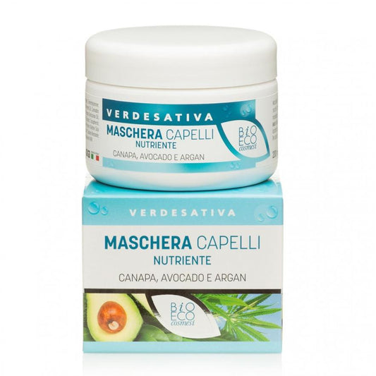 Maschera capelli Nutriente con canapa avocado e argan vaso 200 ml - VERDESATIVA