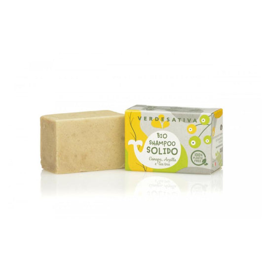 Shampoo Solido BIO per Capelli Grassi e pesanti Canapa Argilla e Tea Tree 55 gr - VERDESATIVA