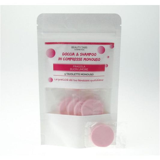 Busta da 5 Tavolette Monodose Shampoo e doccia alla Fragola diam.3 cm - BIOMEDA