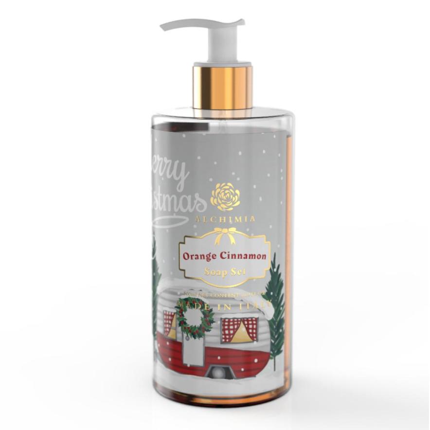 Sapone Liquido Xmas alla Cannella Arancio Roulotte di neve da 500 ml - ALCHIMIA